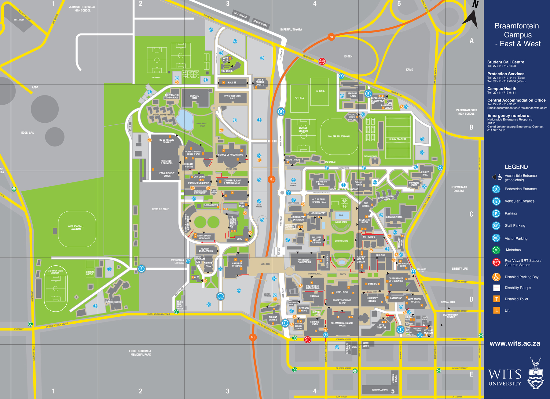 Braamfontein campus map with disability access