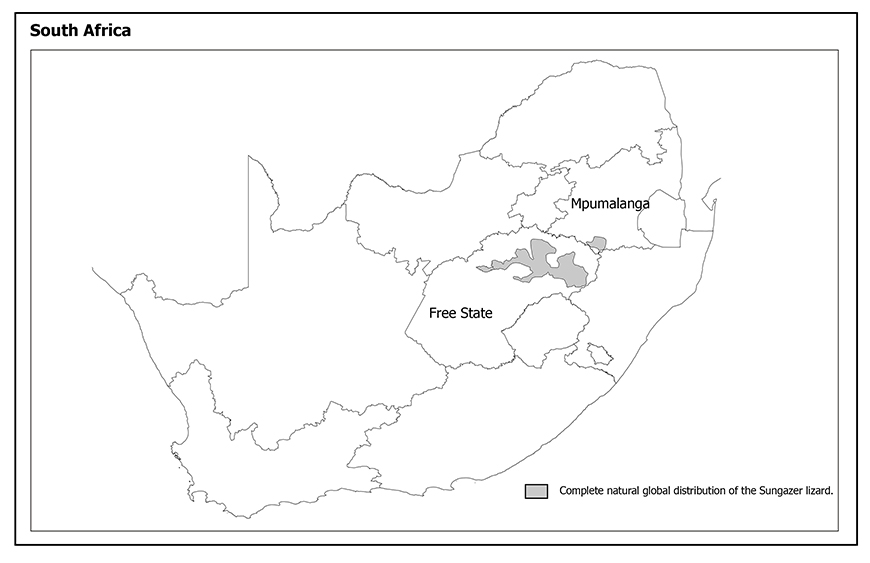 Map of the distribution of Sungazers in South Africa