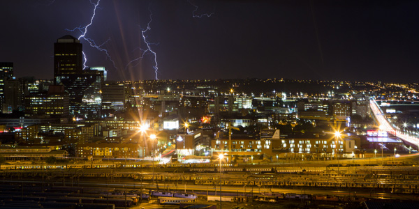 Lightning strikes Johannesburg, economic capital of South Africa. ?Lauren Mulligan
