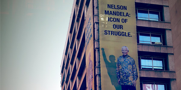 Nelson Mandela billboard in the Johannesburg CBD