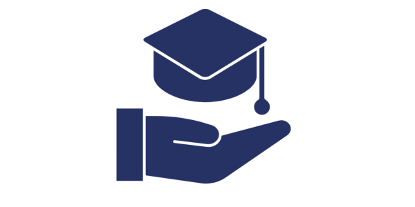 Icon showing hand holding graduation cap
